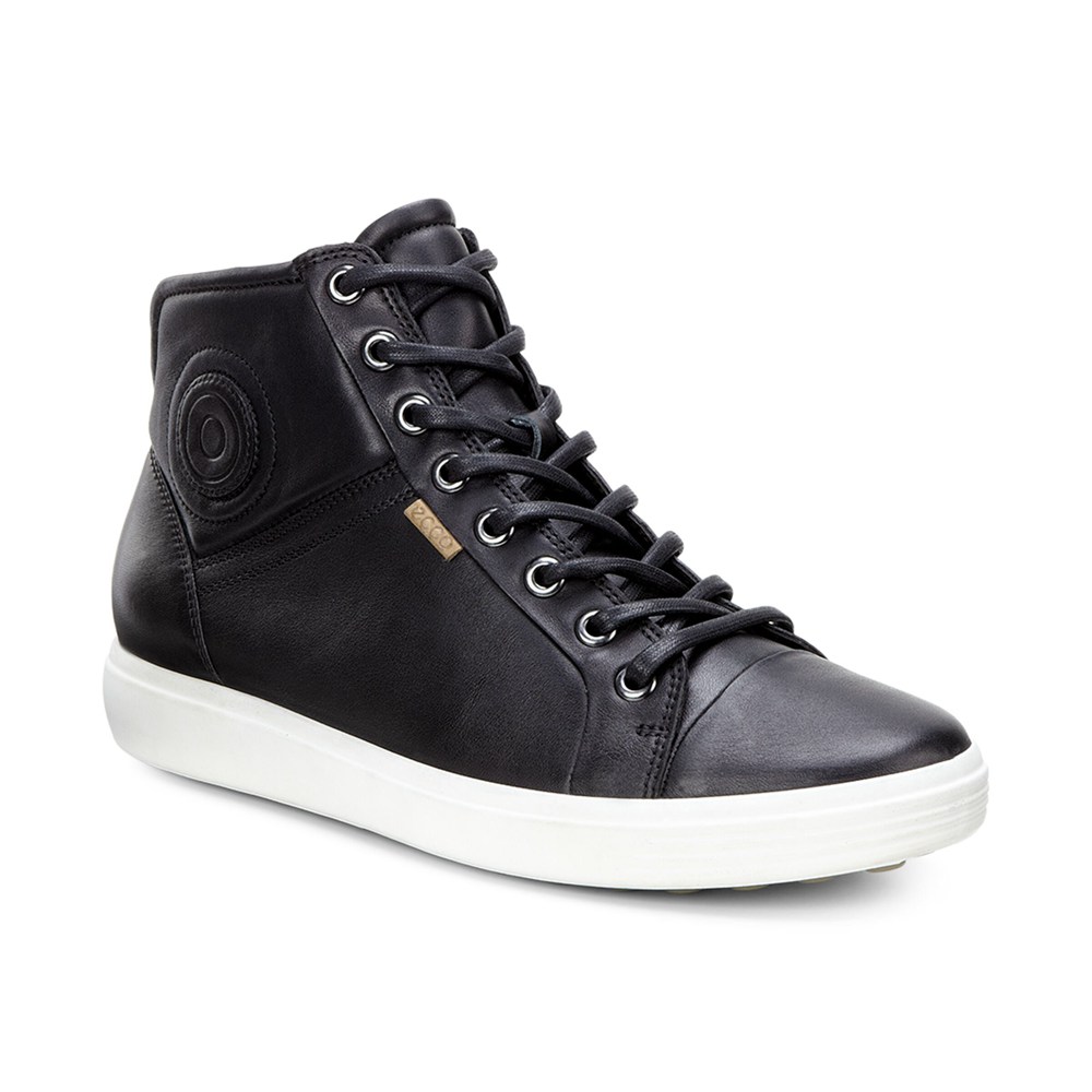 ECCO Womens Sneakers Black - Soft 7 High Top - OYE-950486